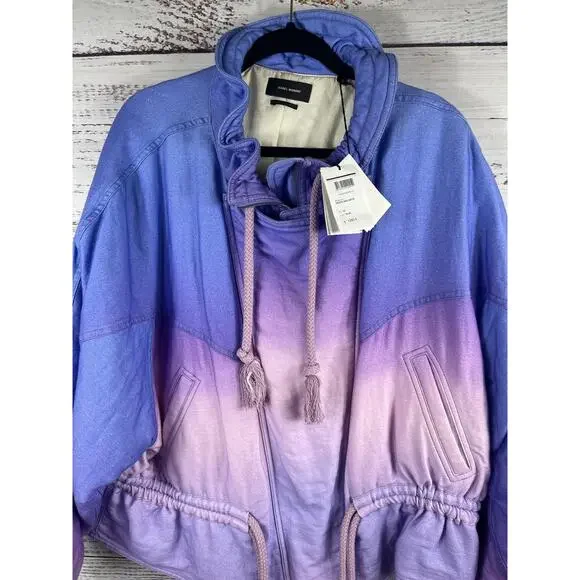 $1280 Isabel Marant Women's 42 US 10 Blue Veste Kalastd Ombre Zip Tassel Collar - Picture 4 of 15